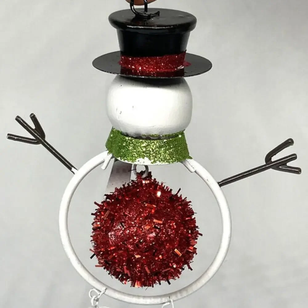 Metal Painted Santa Snowman Glitter Bell Christmas Ornaments LOT‎ of 6